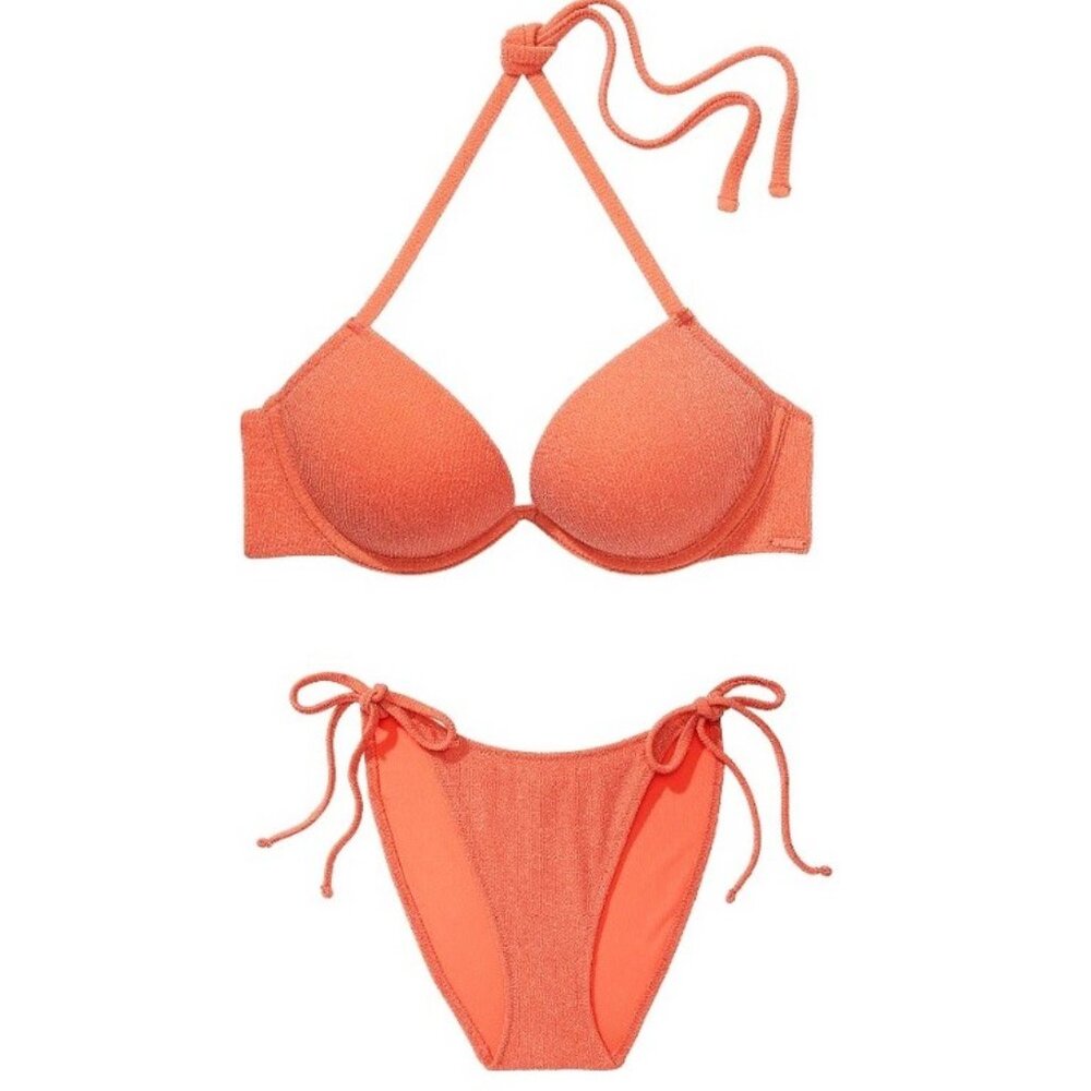 S/S VICTORIA SECRET PINK Swim Super Push-Up Top Bikini Set +2cup 32C 32D 34A 34B